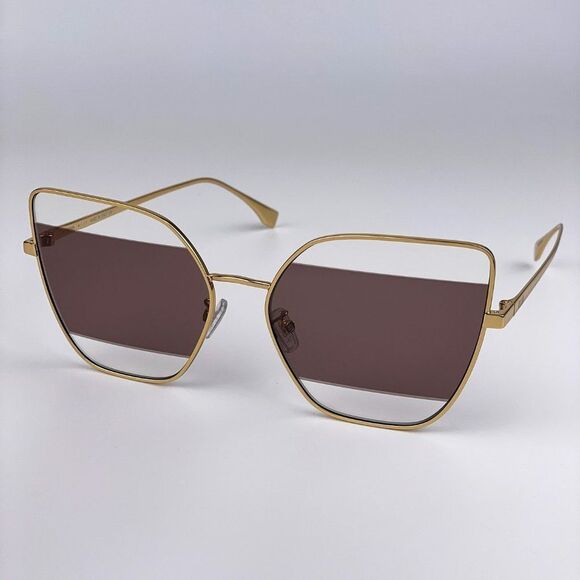 NEW Fendi FE40015U30E Cat Eye Gold Brown Women Sunglasses